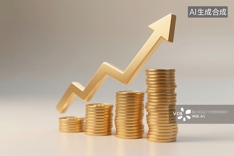 【AI数字艺术】金元宝堆叠增长图图片素材