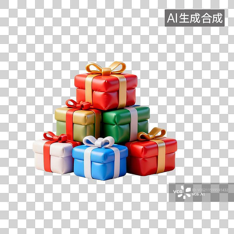 【AI数字艺术】圣诞节膨胀风免扣元素， 蝴蝶结 气球 蜡烛 烛台 圣诞老人 雪人 雪花 鹿 圣诞帽 礼物盒 等等图片素材