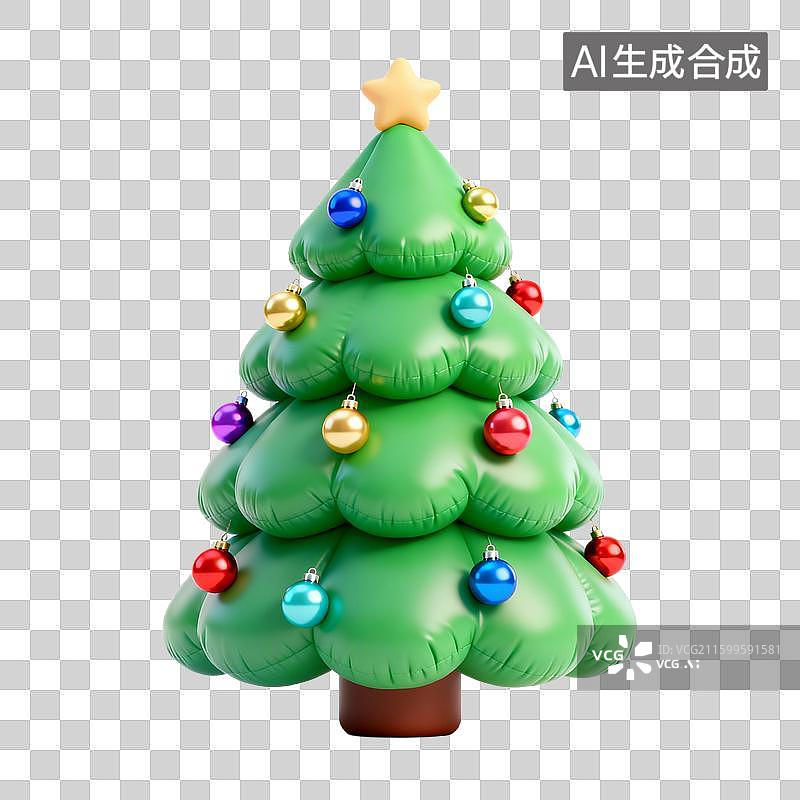 【AI数字艺术】圣诞节膨胀风免扣元素， 蝴蝶结 气球 蜡烛 烛台 圣诞老人 雪人 雪花 鹿 圣诞帽 礼物盒 等等图片素材