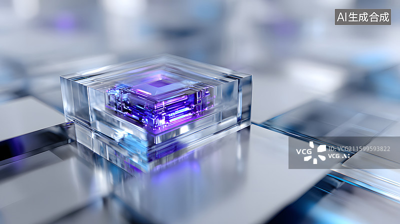 【AI数字艺术】科技感立方体光影效果图片素材