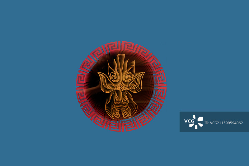 霓虹灯勾勒的动物轮廓，轮廓画，山海经动物图片素材