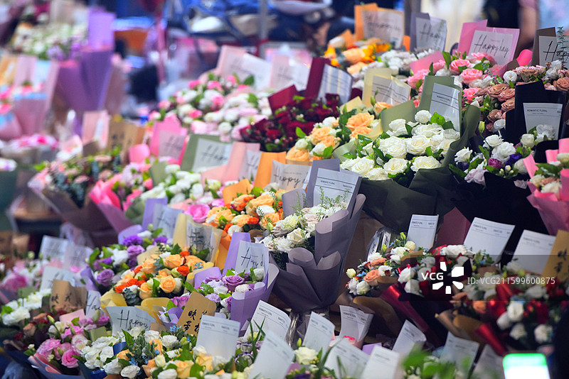 昆明斗南花巿待售花束图片素材