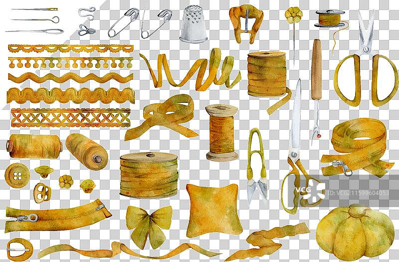 手绘水彩缝纫手工用品图片素材