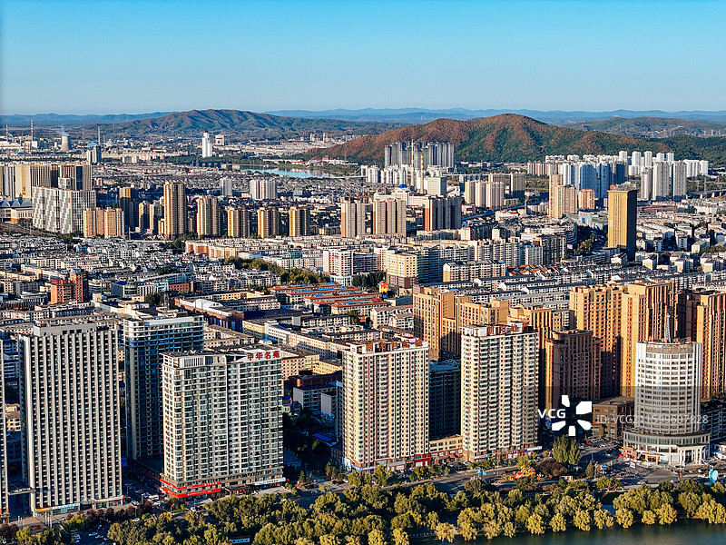 吉林市 丰满区 江南公园 松花江 江城广场 航拍图片素材