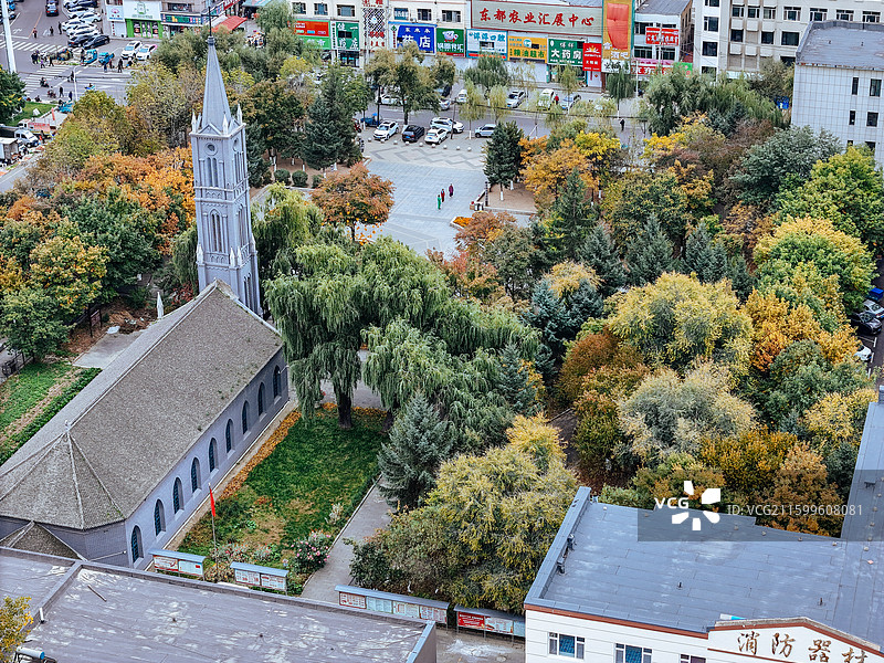 磐石市 东山公园 阜康大路 城市 航拍图片素材