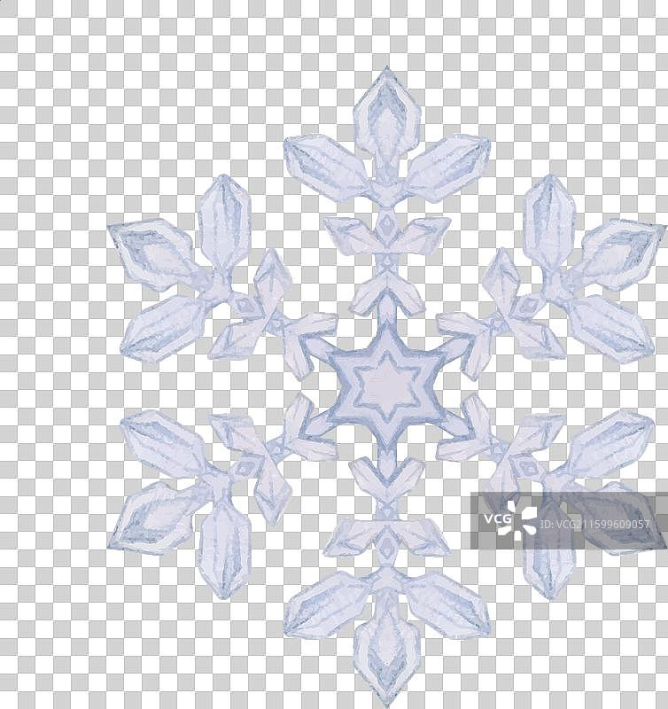 手绘水彩蓝银色雪花图片素材
