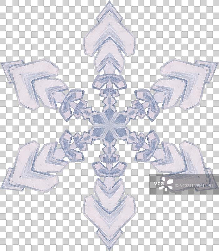 手绘水彩蓝银色雪花图片素材