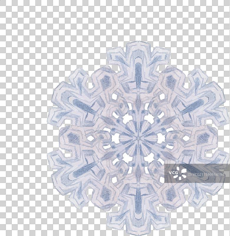 手绘水彩蓝银色雪花图片素材