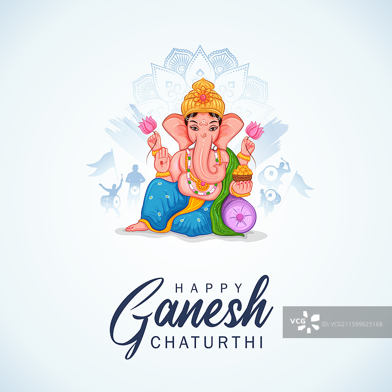 迦内什乔蒂节的象头神甘尼许背景图片素材