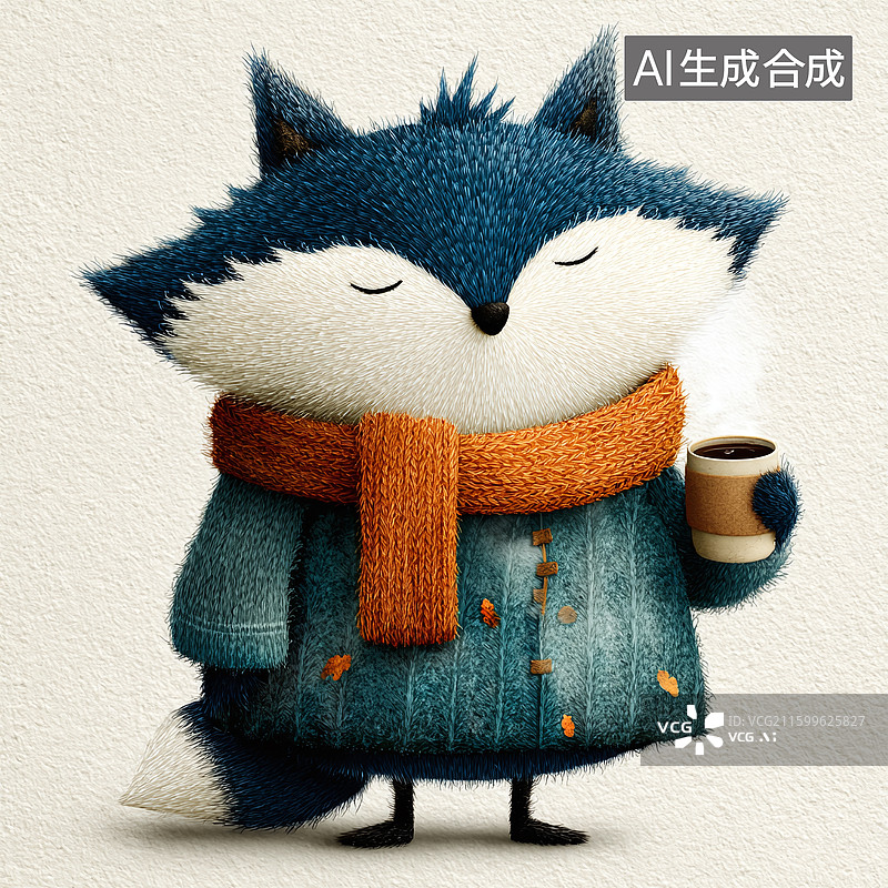 【AI数字艺术】可爱的小狐狸插画图片素材