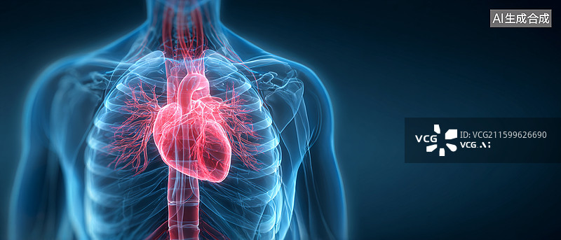 【AI数字艺术】人体心脏透视图图片素材