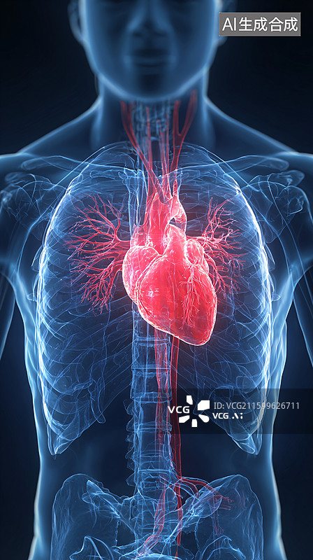 【AI数字艺术】人体心脏透视图图片素材