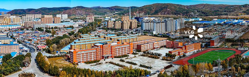 依兰县 依兰镇 通江路 东山公园 航拍图片素材