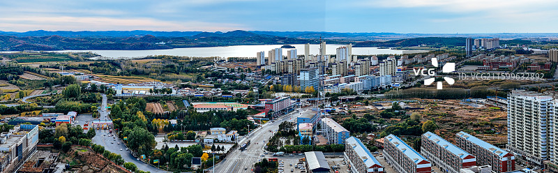 宾县 永贵村 迎宾大道 二龙湖 航拍图片素材