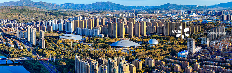 吉林市 丰满区 江南公园 松花江 江城广场 航拍图片素材