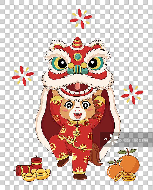 2026生肖马舞狮可爱卡通形象矢量设计图片素材