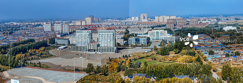 富裕县 人才公园 富裕镇 城市  航拍图片素材