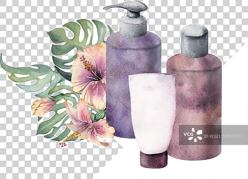 手绘水彩水疗护肤沐浴美容图片素材