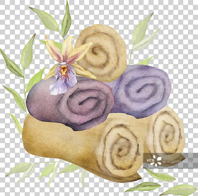 手绘水彩水疗护肤毛巾浴巾图片素材