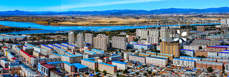 依兰县 依兰镇 通江路 东山公园 航拍图片素材