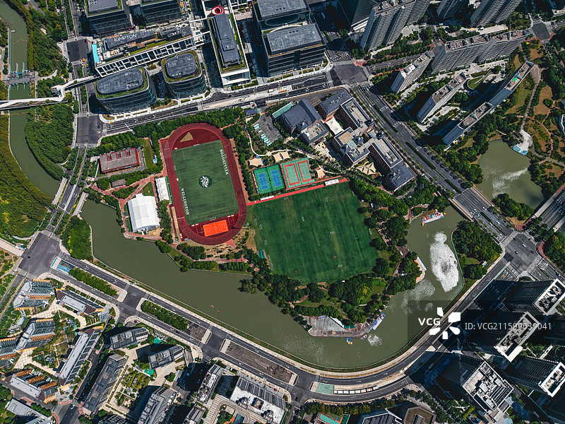 航拍上海浦东新区世博前滩图片素材