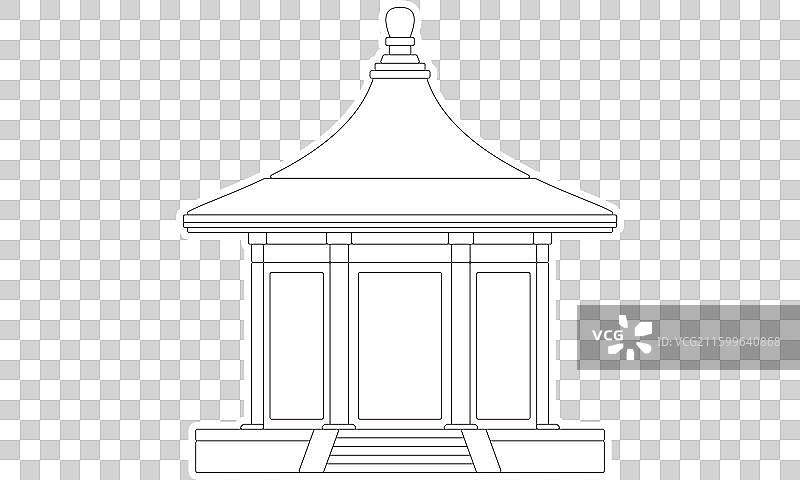 先农坛神仓明清两代皇家祭祀北京古代建筑博物馆中轴线世界遗产名录城市地标中国工笔画白描填色线稿文创贴纸图片素材