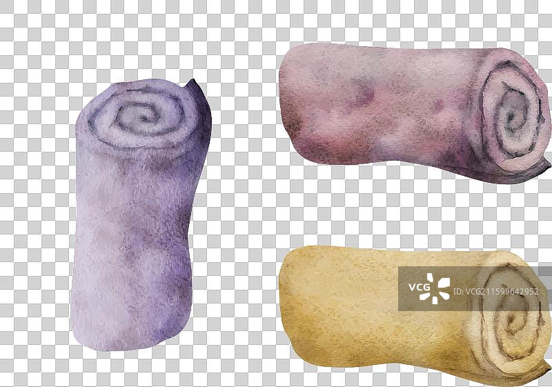 手绘水彩风格的温泉护肤浴巾图片素材