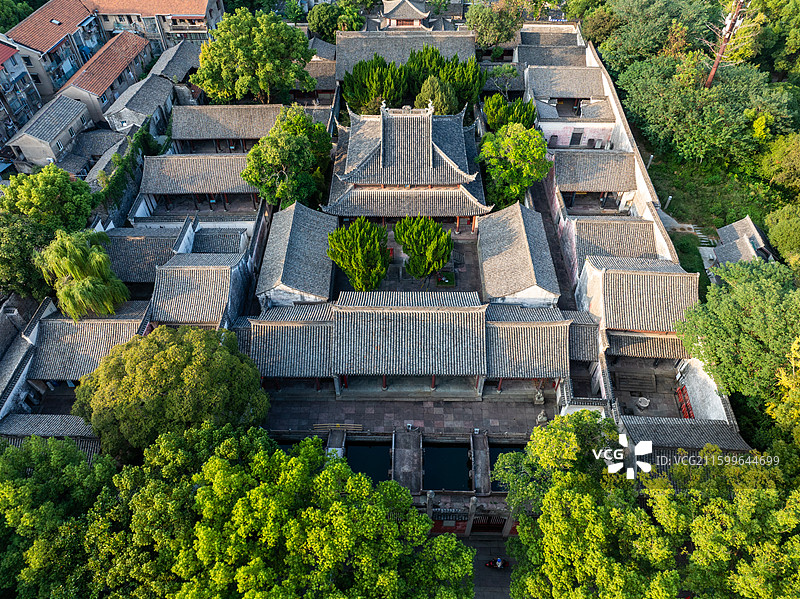 浙江宁波慈城古县城航拍图片素材