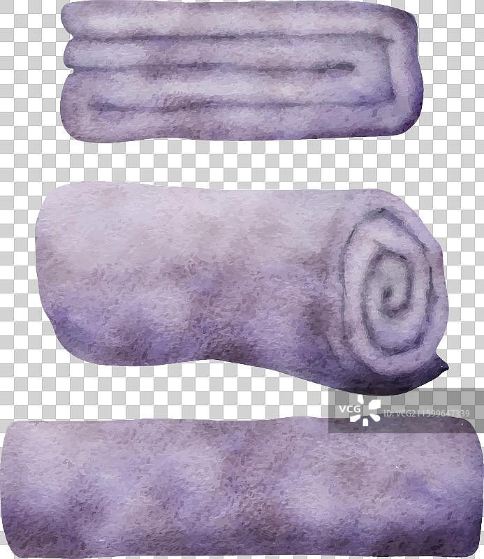 手绘水彩风格的温泉护肤浴巾图片素材