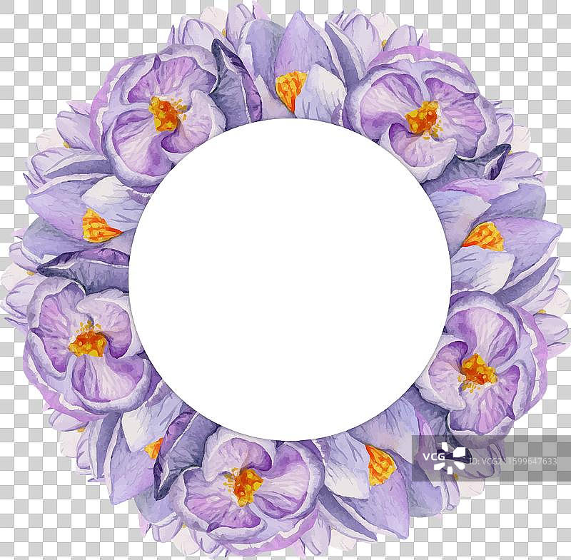 水彩手绘圆圈花环，春意盎然图片素材