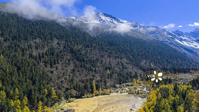四川阿坝黄龙景区航拍图片素材