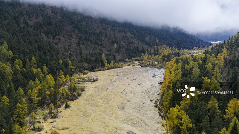 四川阿坝黄龙景区航拍图片素材