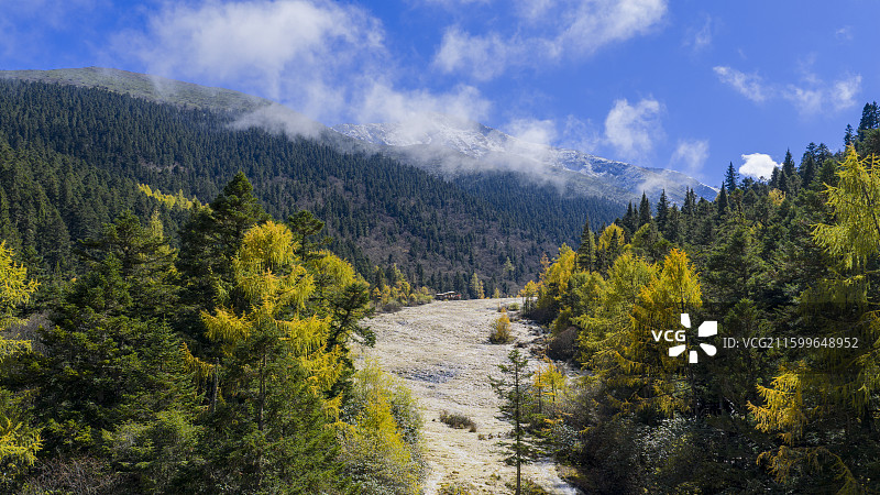 四川阿坝黄龙景区航拍图片素材
