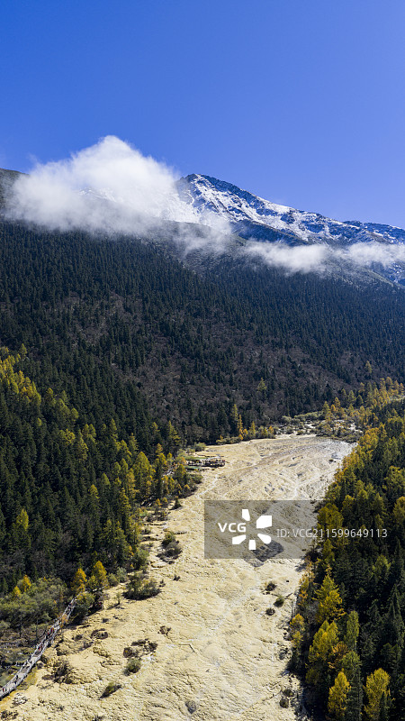 四川阿坝黄龙景区航拍图片素材