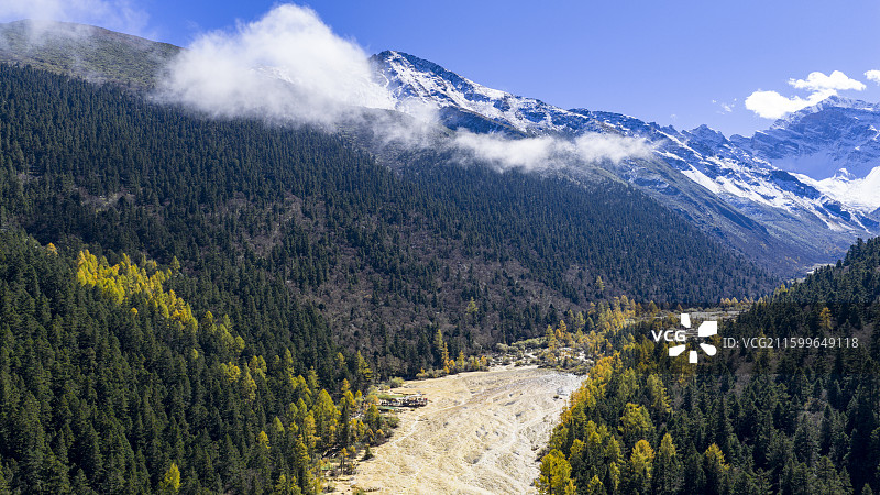 四川阿坝黄龙景区航拍图片素材