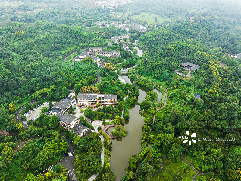 张坝桂圆林风景区全景图航拍图片素材