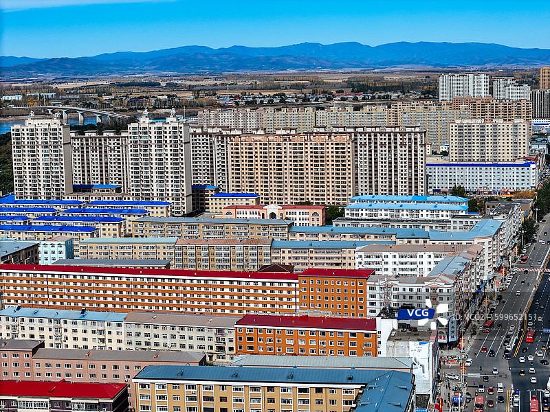 依兰县 依兰镇 通江路 东山公园 航拍图片素材