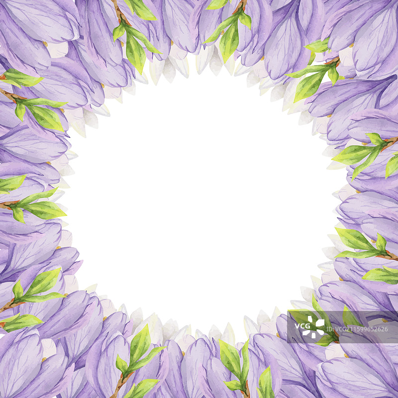 手绘水彩春季圆环花冠图片素材