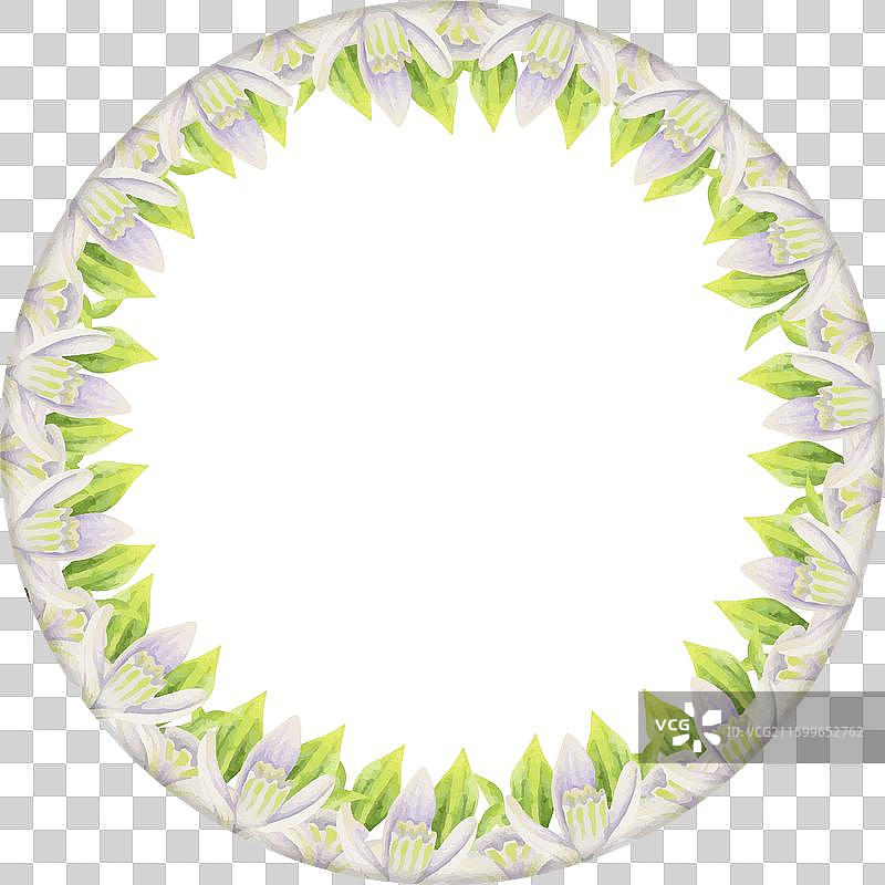 水彩手绘的春季圆环花圈图片素材