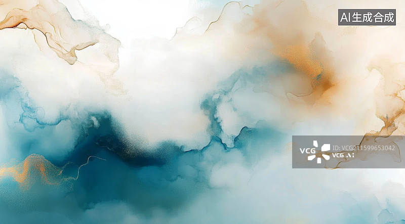 【AI数字艺术】青色中国风水墨抽象画背景图片素材