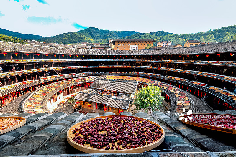 福建晒秋初溪土楼群永定土楼图片素材