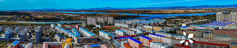 依兰县 依兰镇 通江路 东山公园 航拍图片素材