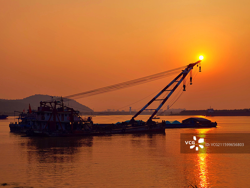 落日锚点图片素材