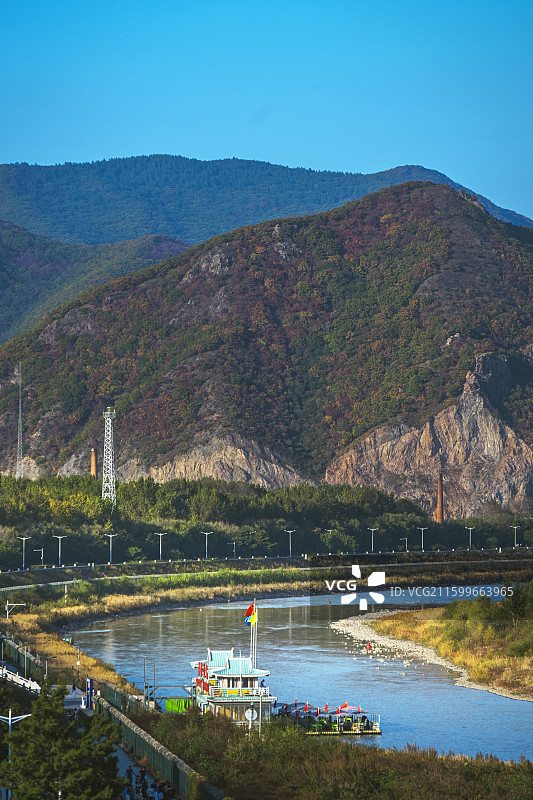 吉林延边图们朝鲜境内建筑景色图片素材