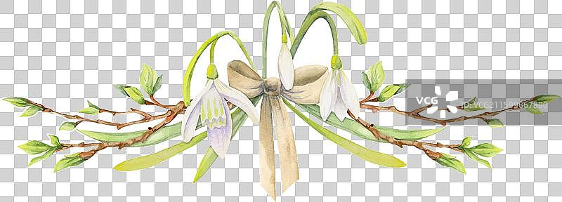 水彩手绘春季构图图片素材