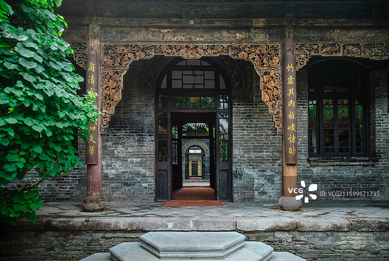 山西太原晋商博物院东花园老建筑园林景观图片素材