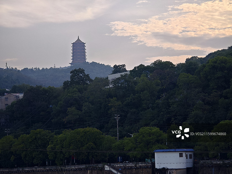 醴陵城市景观，渌江桥，渌江书院，醴陵门航拍图片素材