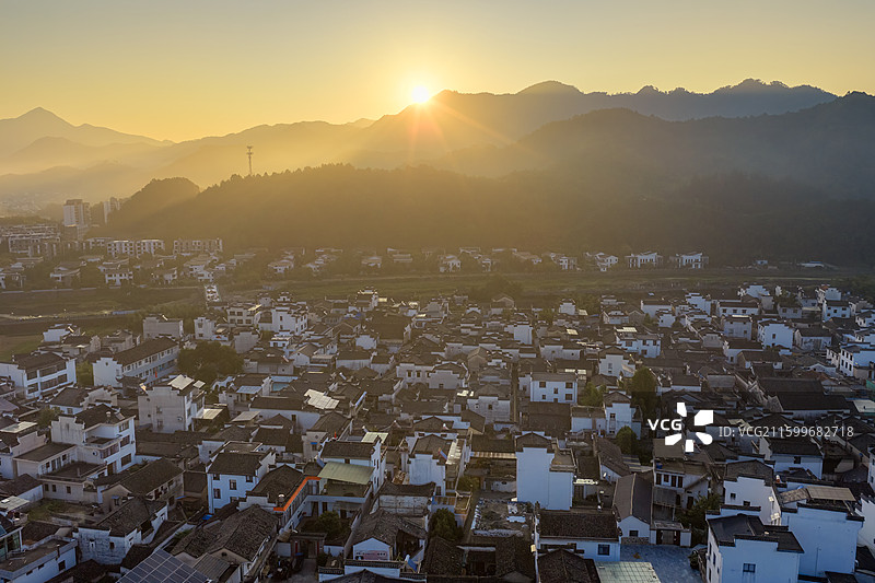 安徽宣城风景航拍图片素材