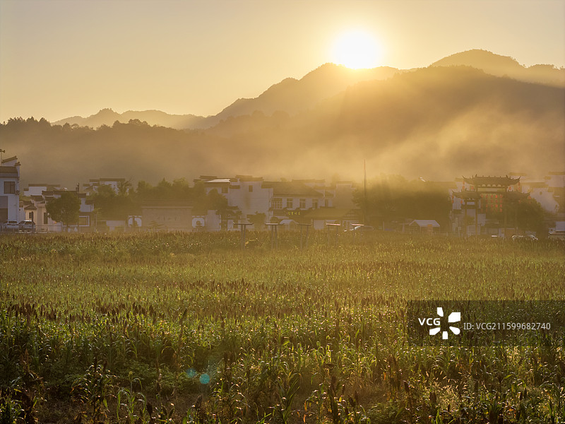 安徽宣城风景航拍图片素材