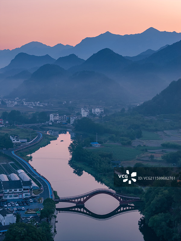 安徽宣城风景航拍图片素材
